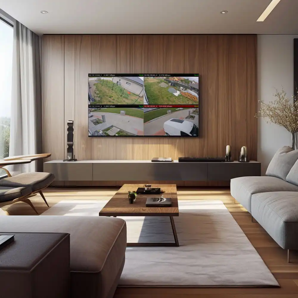 Sledování kamerového systému PATRONUM® na TV v obývacím pokoji